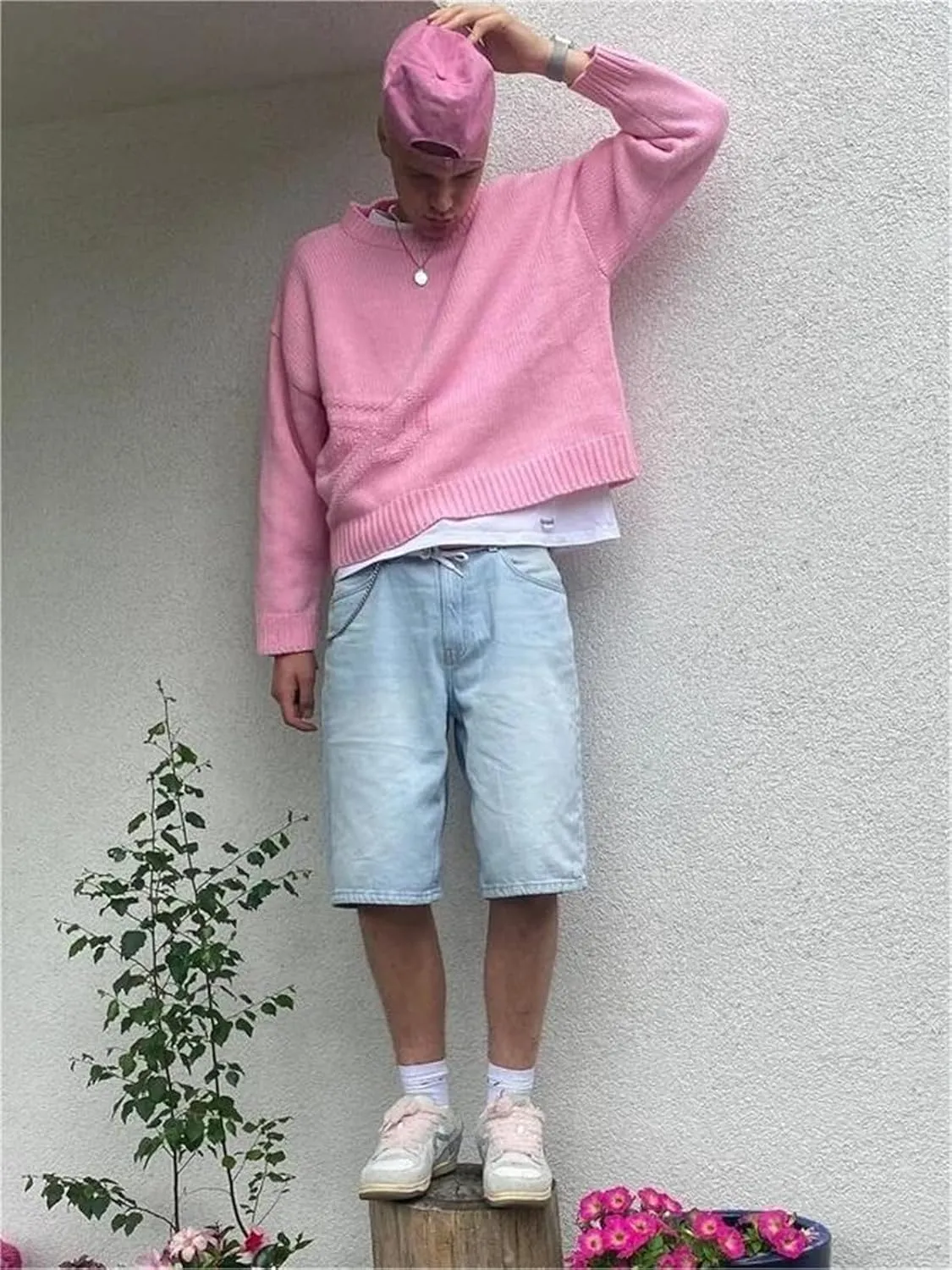 Alyweatry Men’s Y2k Baggy Denim Shorts Loose Fit Hip Hop Skater Carpenter Jean Shorts Trendy Streetwear