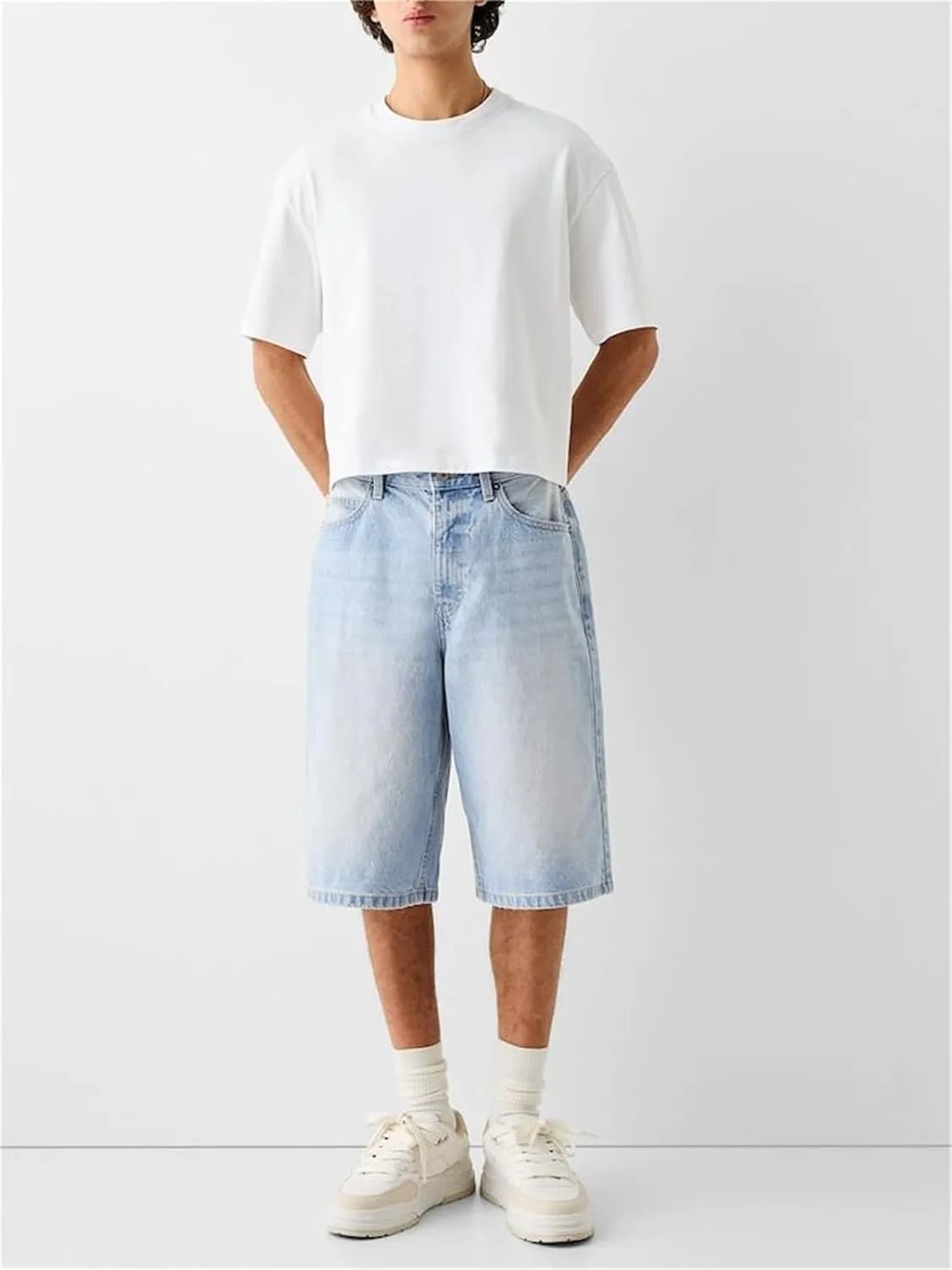 Alyweatry Men’s Y2k Baggy Denim Shorts Loose Fit Hip Hop Skater Carpenter Jean Shorts Trendy Streetwear