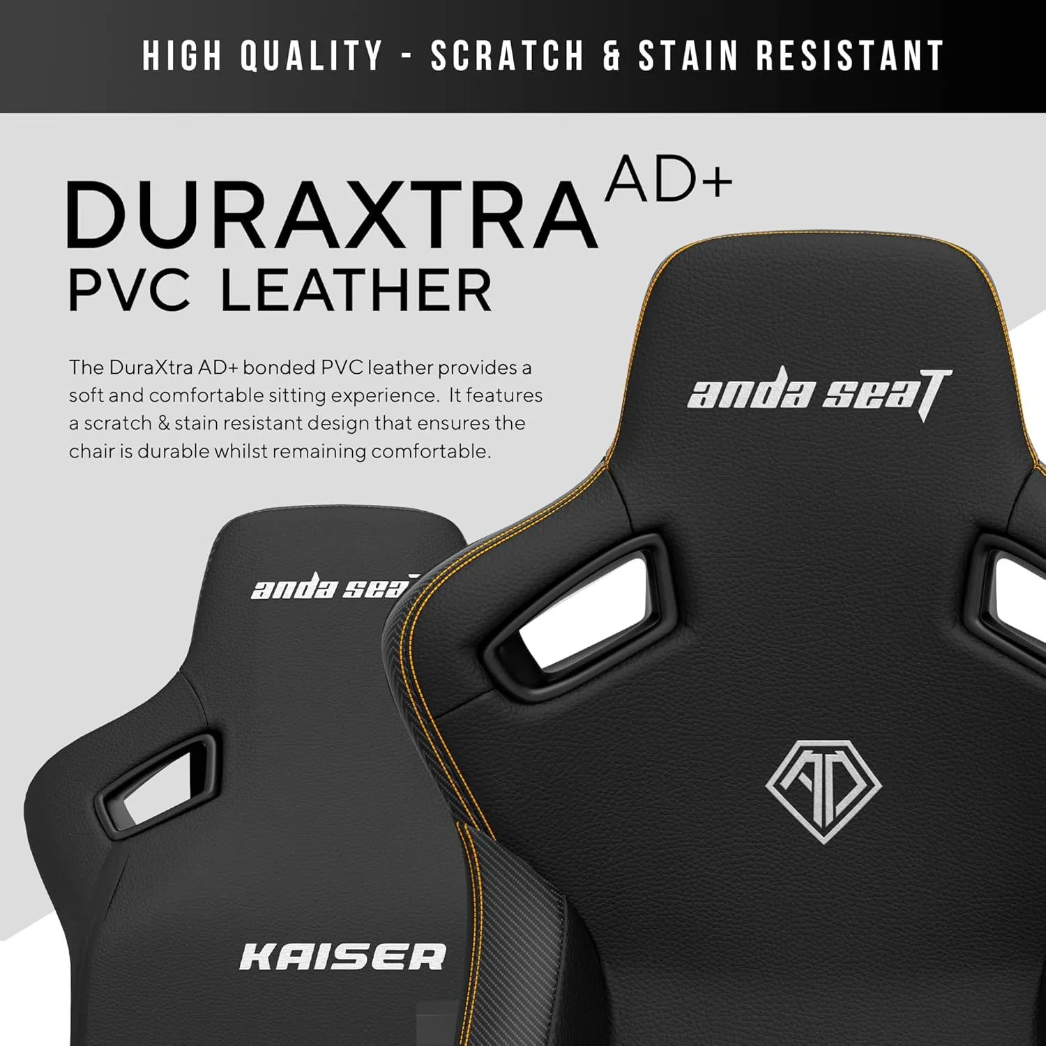 Anda Seat Kaiser 3 Large Gaming Chair for Adults - Ergonomic Black PVC Leather Gaming Seat with Lumbar Support, Comfortable Office Chair with Neck Support - Heavy Duty Wide Computer Seat