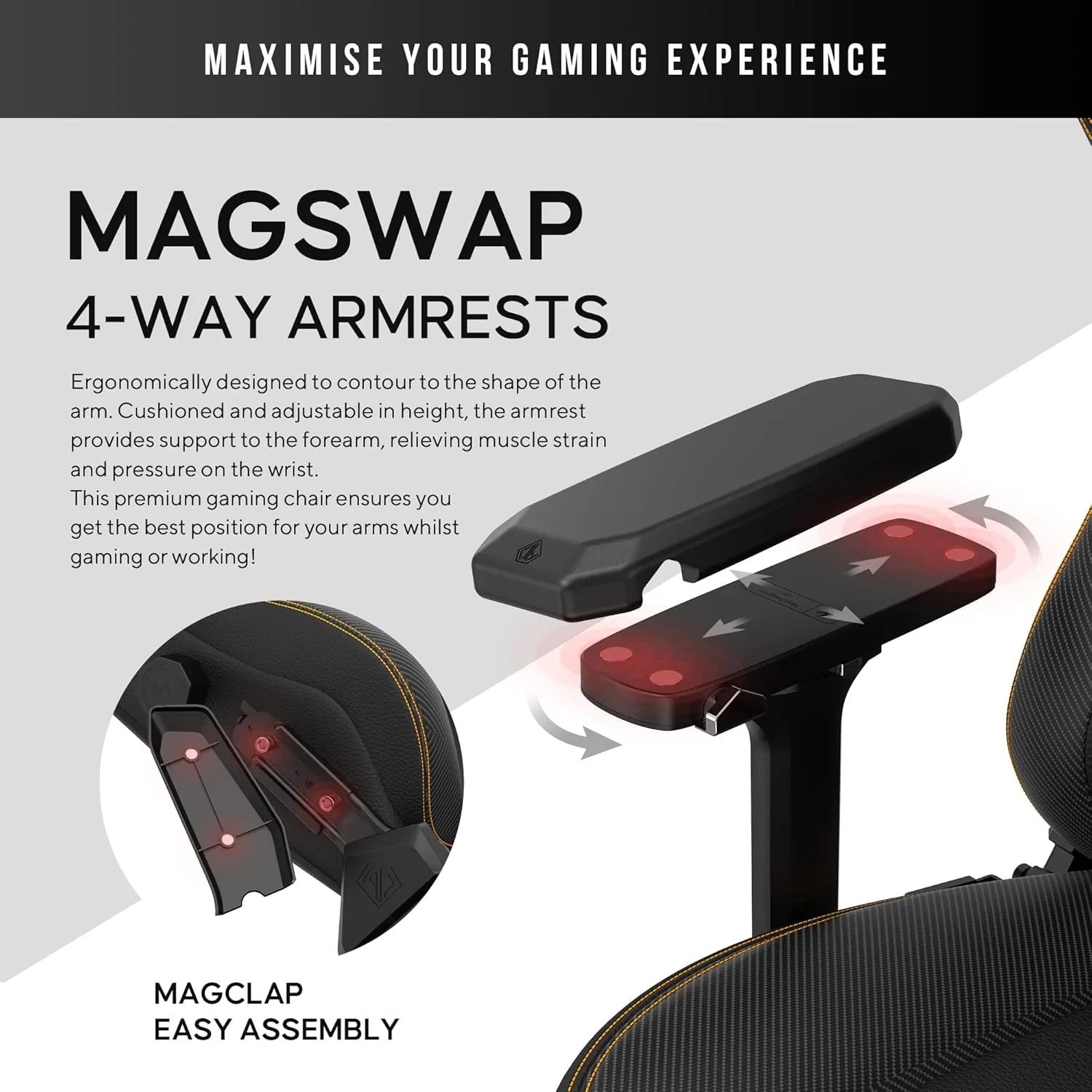 Anda Seat Kaiser 3 Large Gaming Chair for Adults - Ergonomic Black PVC Leather Gaming Seat with Lumbar Support, Comfortable Office Chair with Neck Support - Heavy Duty Wide Computer Seat