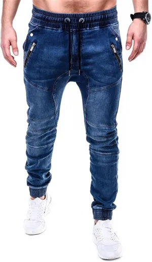 Andongnywell Casual Loose Hip Hop Denim Work Pants Men's Tactical Pants Cargo Denim Jeans with Cargo Pockets