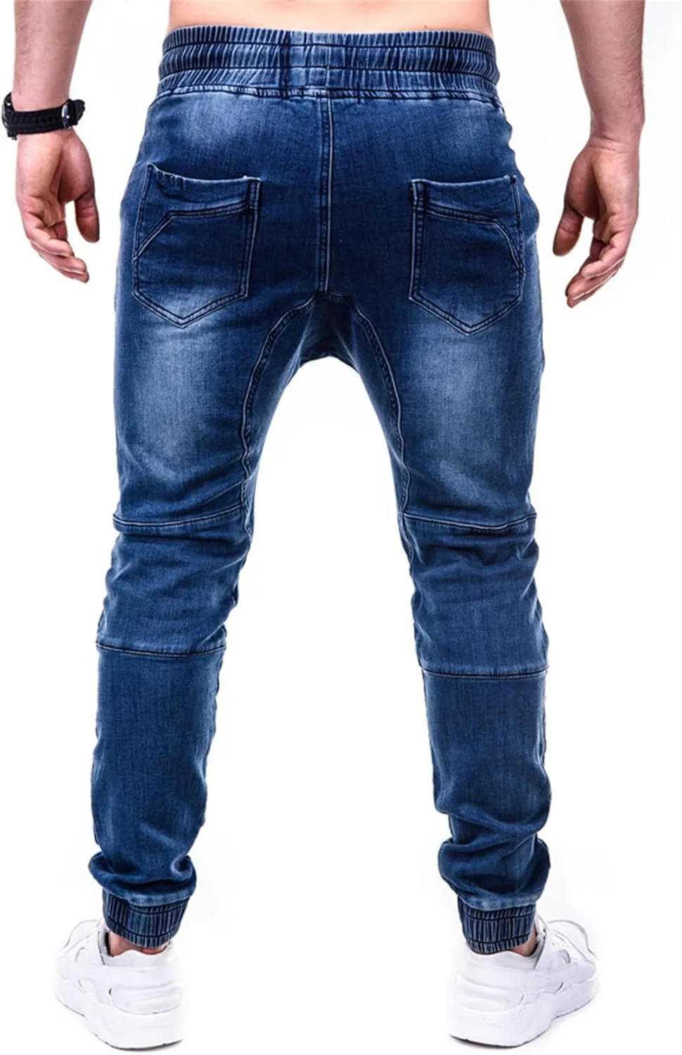 Andongnywell Casual Loose Hip Hop Denim Work Pants Men's Tactical Pants Cargo Denim Jeans with Cargo Pockets