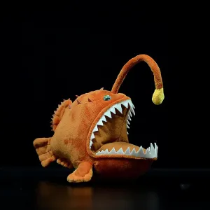 Anglerfish Plush Toy - Simulation 10 Inch Anglerfish Creepy Stuffed Animals Toys, Soft Real Sea Life Goosefish Lanternfish Plushie,Unique Plushie Toys Model Dolls Collection for Kids