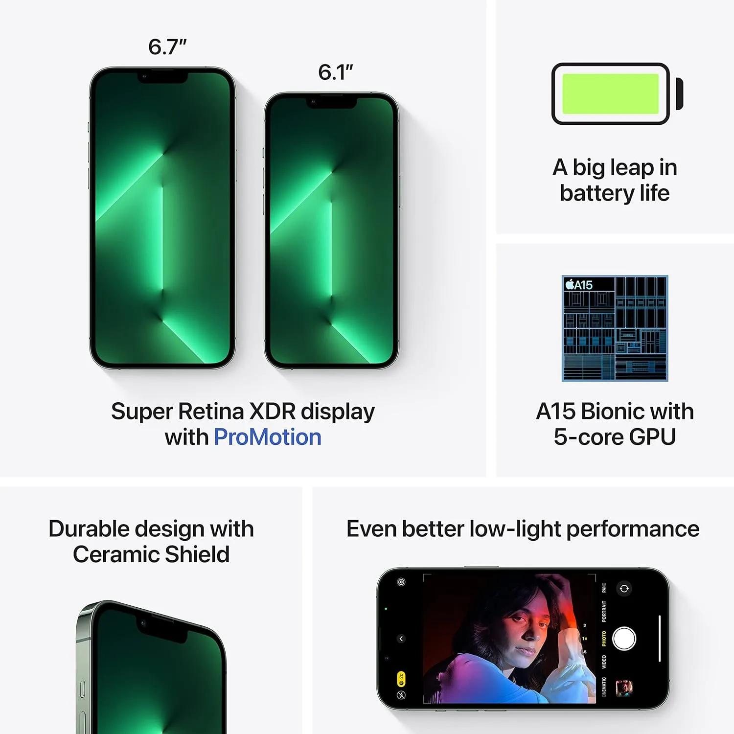 Apple iPhone 13 Pro, 128GB, Alpine Green - Boost Mobile (Renewed)