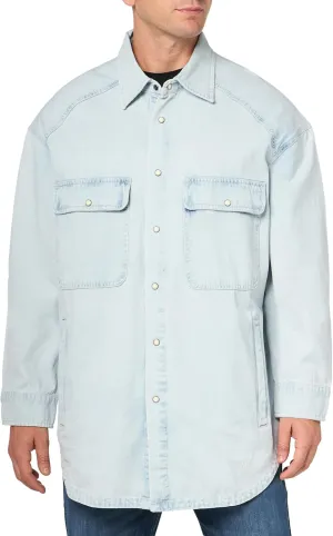 Armani Exchange Men's Long Sleeve Denim Snap Overshirt. Regular Fit