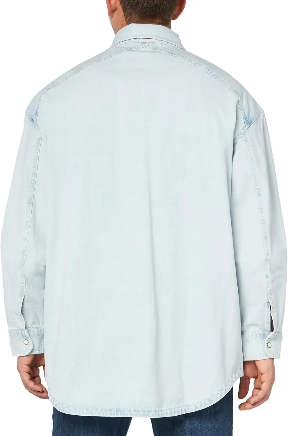 Armani Exchange Men's Long Sleeve Denim Snap Overshirt. Regular Fit