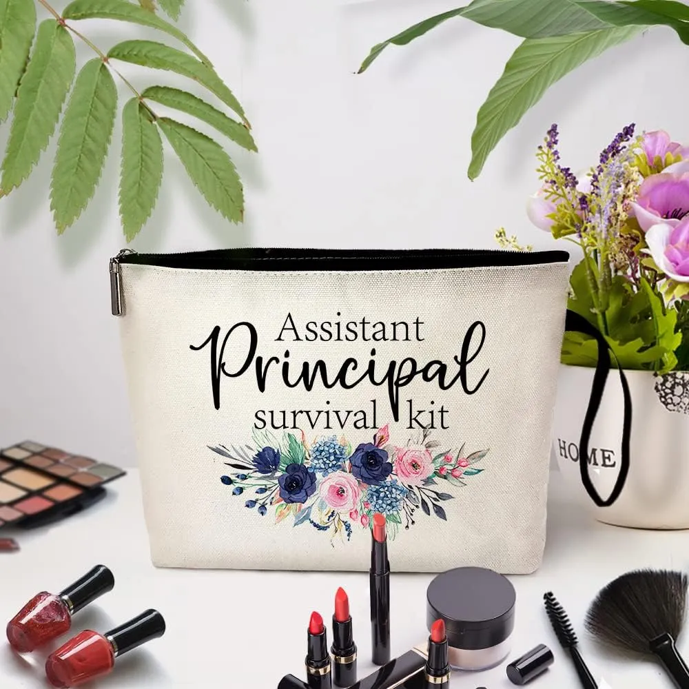 Assistant Principal Funny Makeup Bag for Travel Toiletries Zipper Storage Bag Makeup Bag, Assistant Principal Retirement Goodbye Farewell Gifts, Birthday Thanksgiving Gifts for Assistant Principal