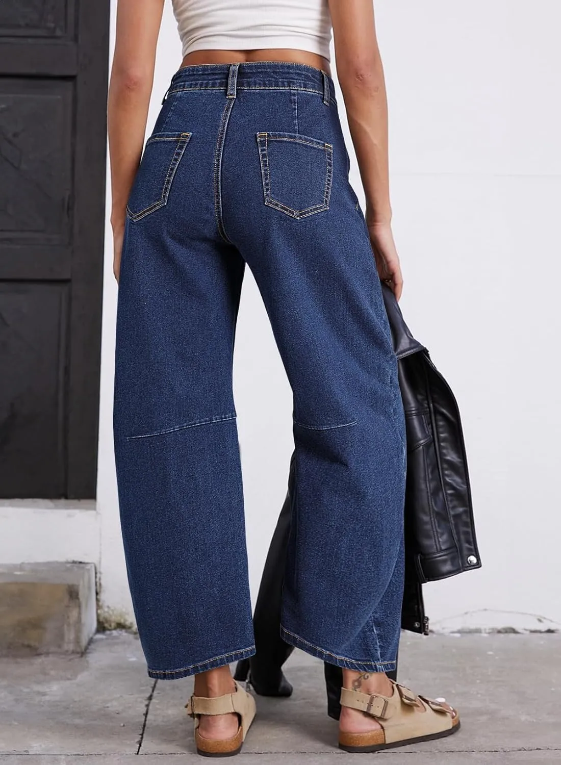 Astylish Womens Baggy Boyfriend Jeans Wide Leg High Waisted Barrel Vintage Trendy Denim Ankle Pants