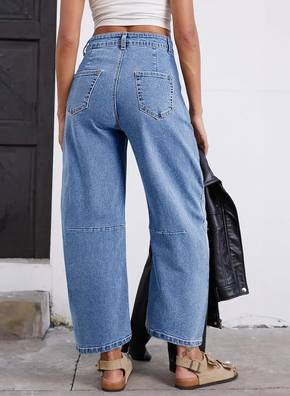 Astylish Womens Baggy Boyfriend Jeans Wide Leg High Waisted Barrel Vintage Trendy Denim Ankle Pants