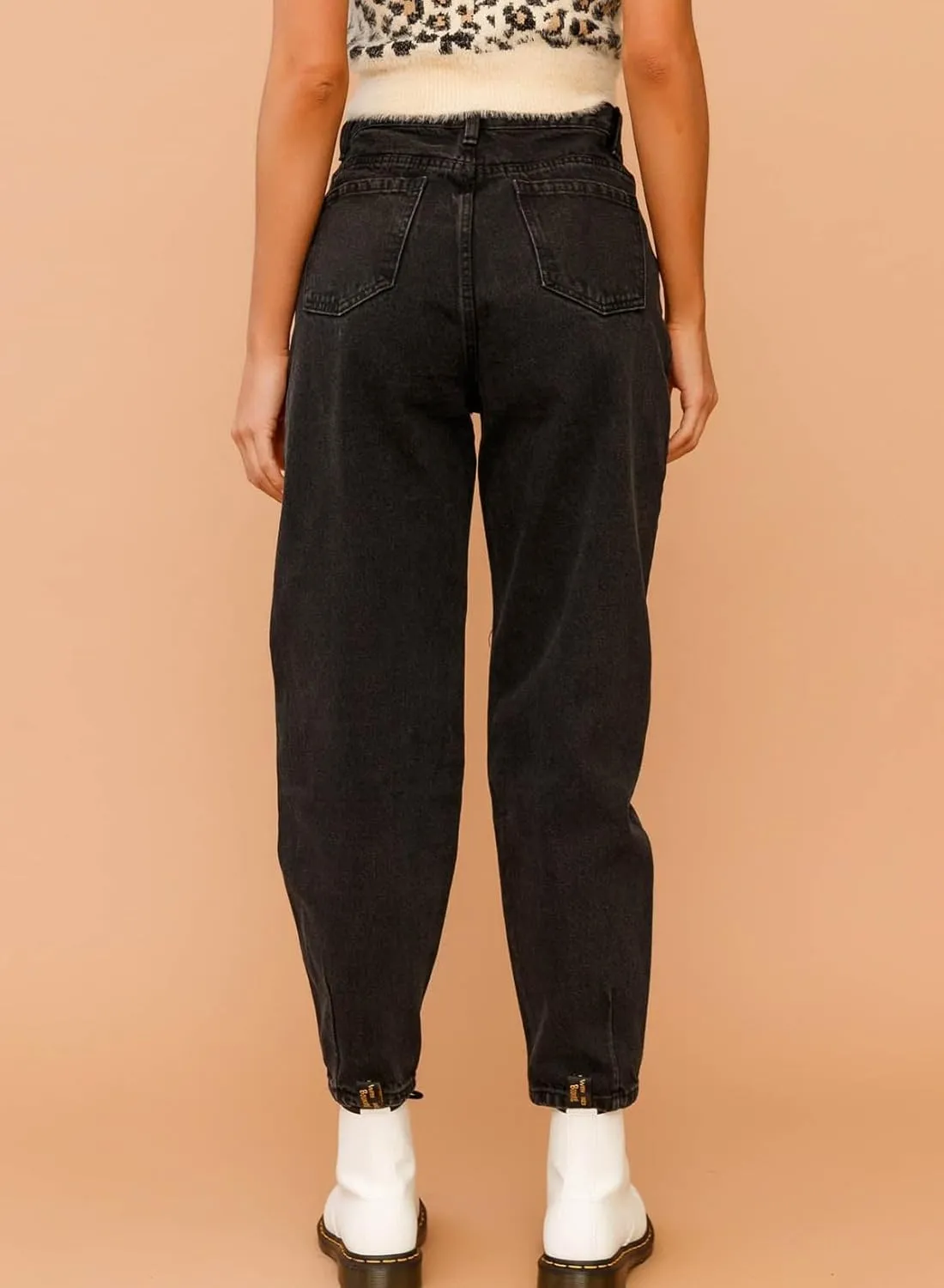 Astylish Womens High Waisted Baggy Jeans Boyfriend Cropped Loose Denim Pants