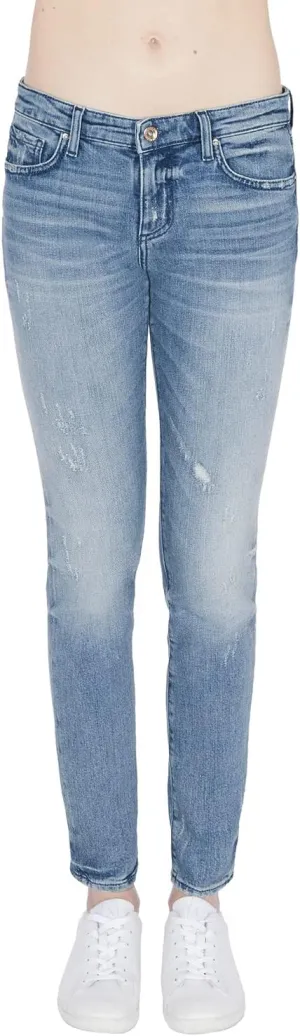 A|X ARMANI EXCHANGE womens Comfort Stretch Super Skinny Light Wash Denim Pants Jeans, Indigo Denim, 26W x 26L US