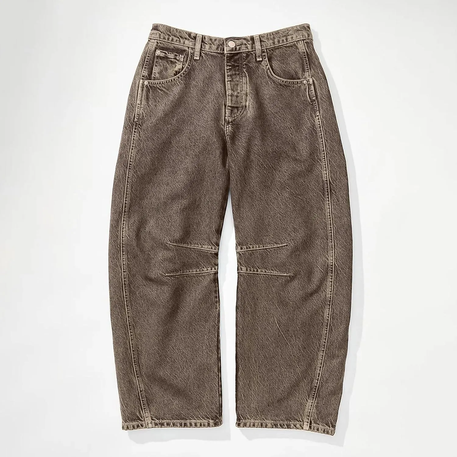 Barrel Jeans for Women Wide Leg Mid Rise Barrel Denim Pants Ankle Baggy Jeans with Pockets Y2k Summer Loose Casual Jeans