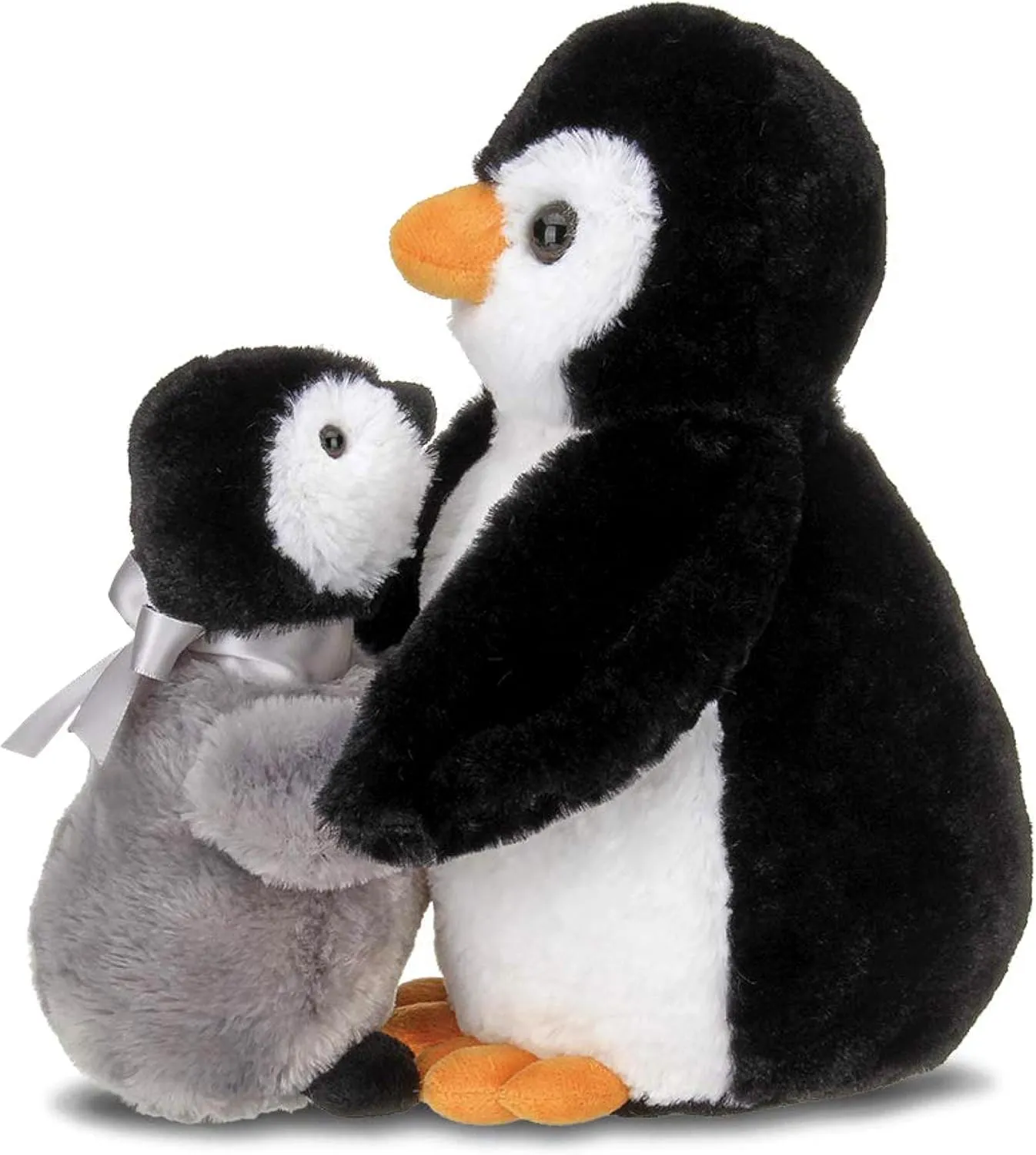 Bearington Collection Wiggles and Wobbles Plush Penguin with Baby Stuffed Animal, 10 Inch