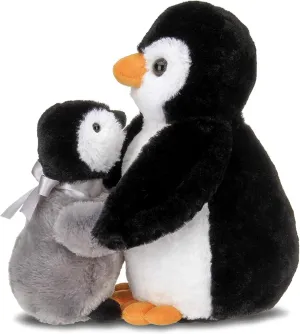 Bearington Collection Wiggles and Wobbles Plush Penguin with Baby Stuffed Animal, 10 Inch