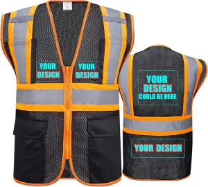 BeautyWill Custom Safety Vest Customized Logo Class 2 High Visibility Reflective Vest with Pockets Construction workwear