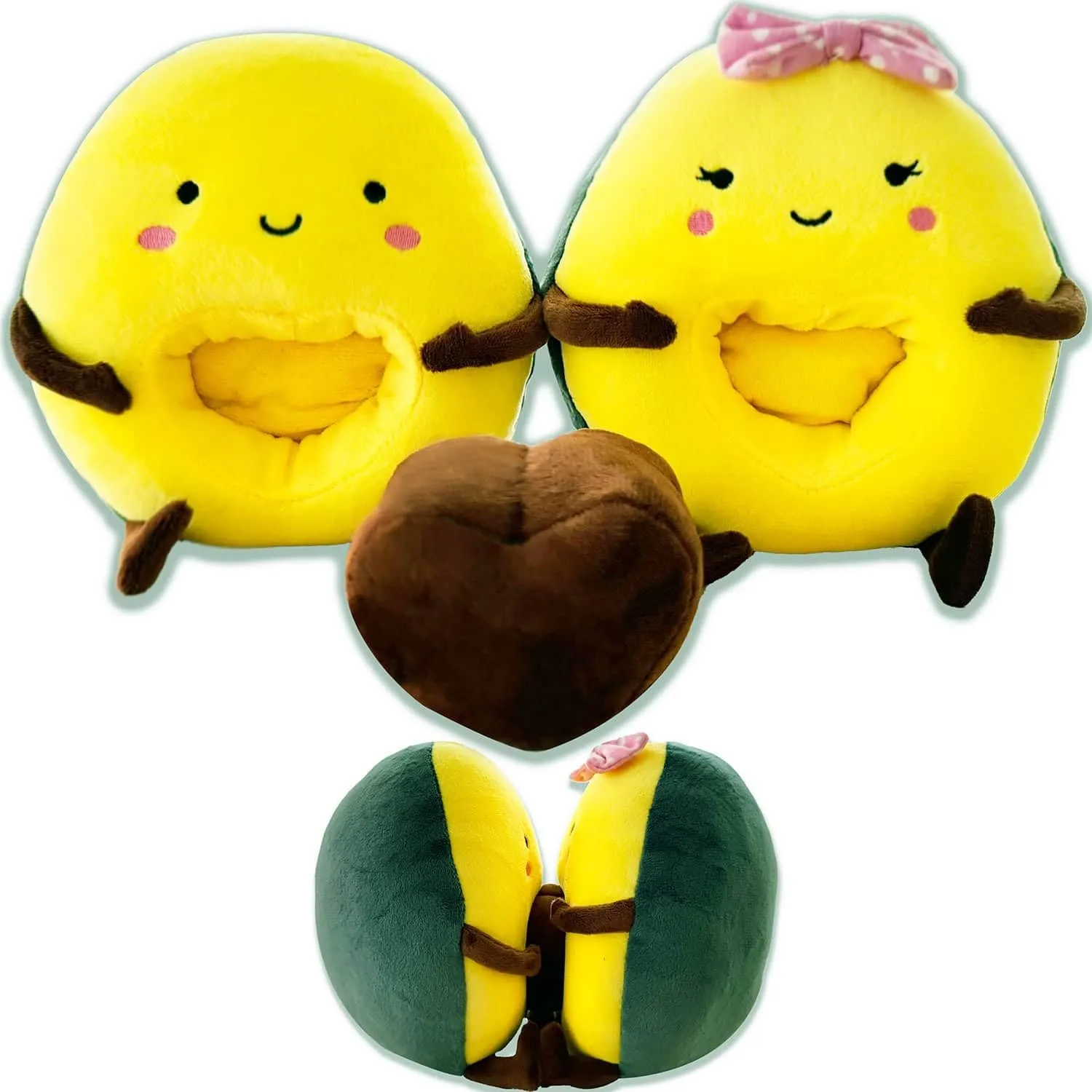 BelugaDesign Avocado Plush Toy | Green Black Reversible Kawaii Anime Emo Soft Cozy Plushie | Small Cool Stuffed AVO-Cuddle Pillow | Fluffy Huggable Mood Flip Squishy Stuffies Plushy for Kids Teens