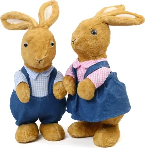 BenBen Bunny Stuffed Animal 12”, Set of 2, Easter Basket Stuffers, Brown Rabbit Plush for Home Decorations, Rabbit Stuffed Animal for Kids