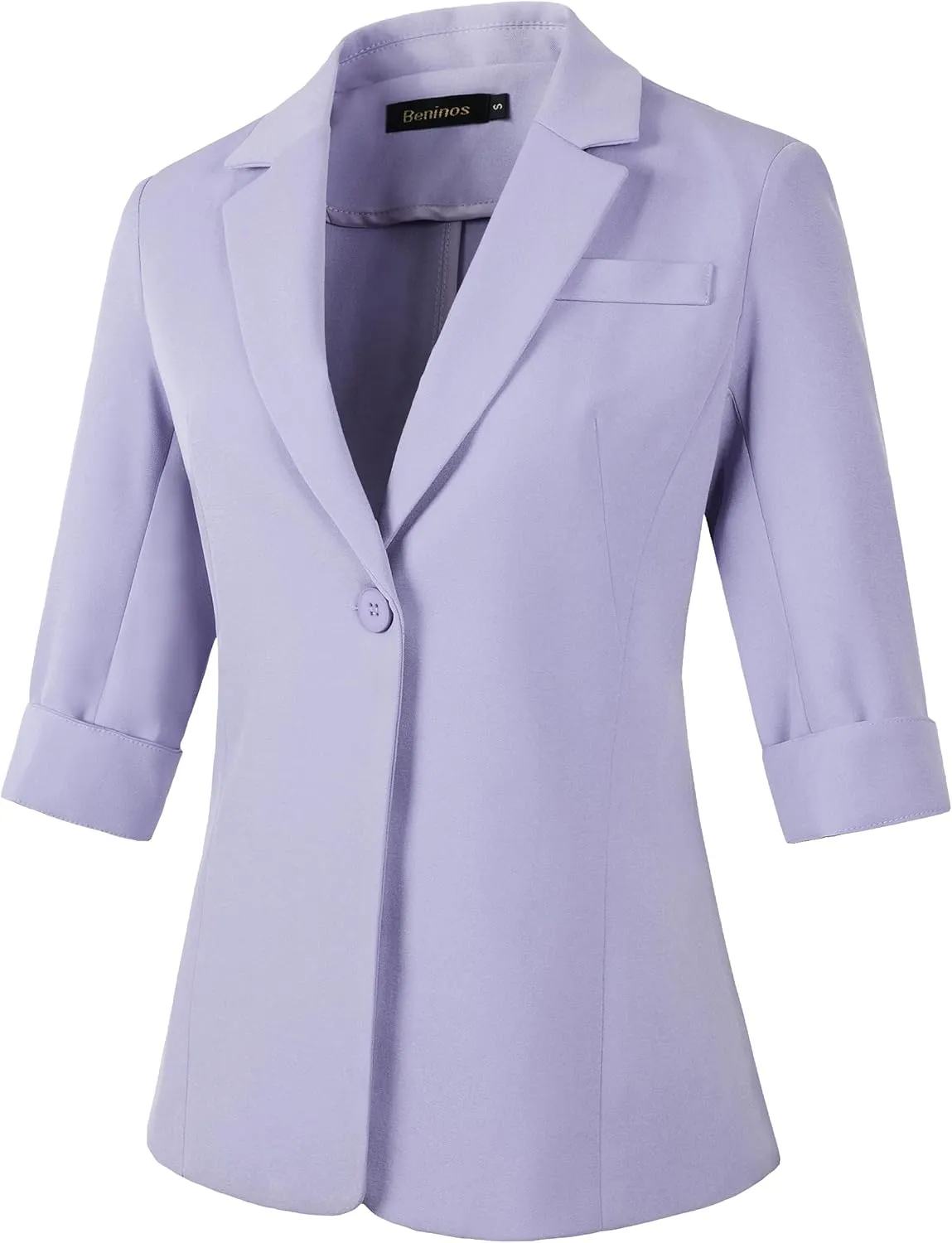 Beninos Womens 3/4 Sleeve Blazers Business Casual Solid Lightweight Suit Jacket Office Blazer
