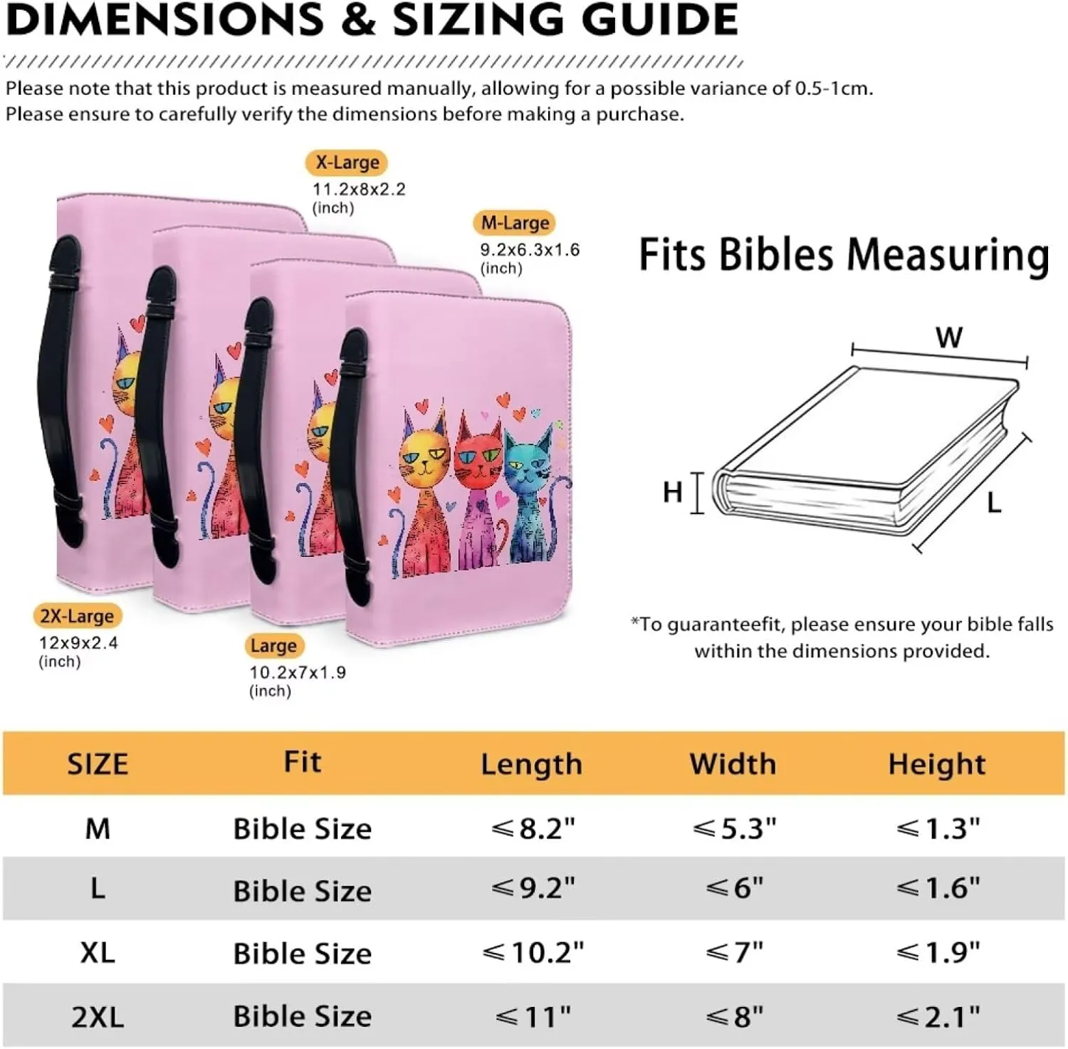 Bible Cover for Women Men PU Leather Bible Tote Bag Large Capacity Bible Bag with Handle and Zipper Bible Carrying Case Church Bag,Art Cat