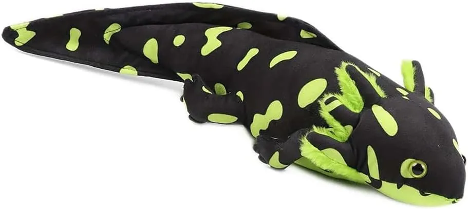 Black & Green Realistic Axolotl Plush Toy 18", Soft Salamander Stuffed Animal, Unique Amphibian Plush, Creative Room Décor, Ideal Presents for Kids Animal Lovers Birthday Christmas