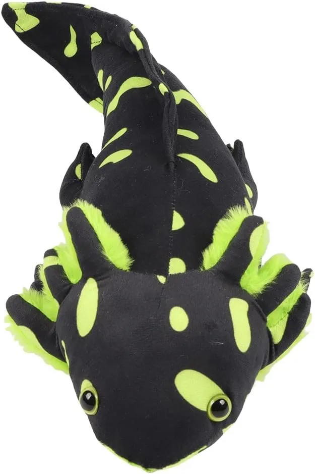 Black & Green Realistic Axolotl Plush Toy 18", Soft Salamander Stuffed Animal, Unique Amphibian Plush, Creative Room Décor, Ideal Presents for Kids Animal Lovers Birthday Christmas
