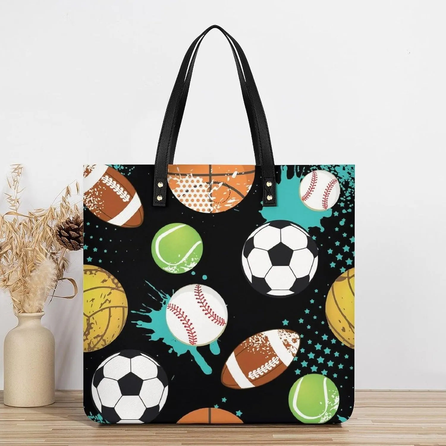 Black Retro Large Capacity Leather Handbag