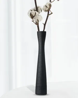 Black Tall Vase, 16.5 Inch Tall Slender Flower Vases, Handmade Brushed Ceramic Vase, Modern Minimalist Style Decor for Living Room, Home, Office, Centerpiece, Wedding Party - Matte Black
