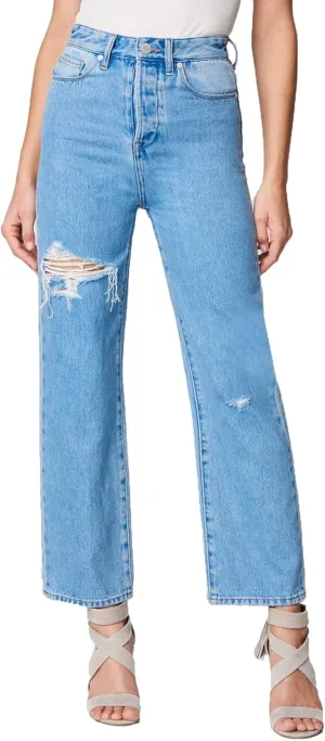 [BLANKNYC] Womens Five Pocket Ribcage Straight Leg Jean with Rips