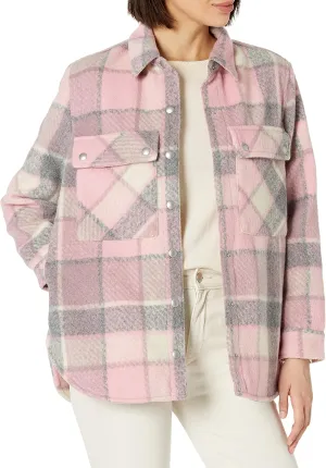 [BLANKNYC] Womens Oversized Flannel Shirt Jacket, Comfortable Long Sleeve & Stylish Coat, Cabin Fever, Medium