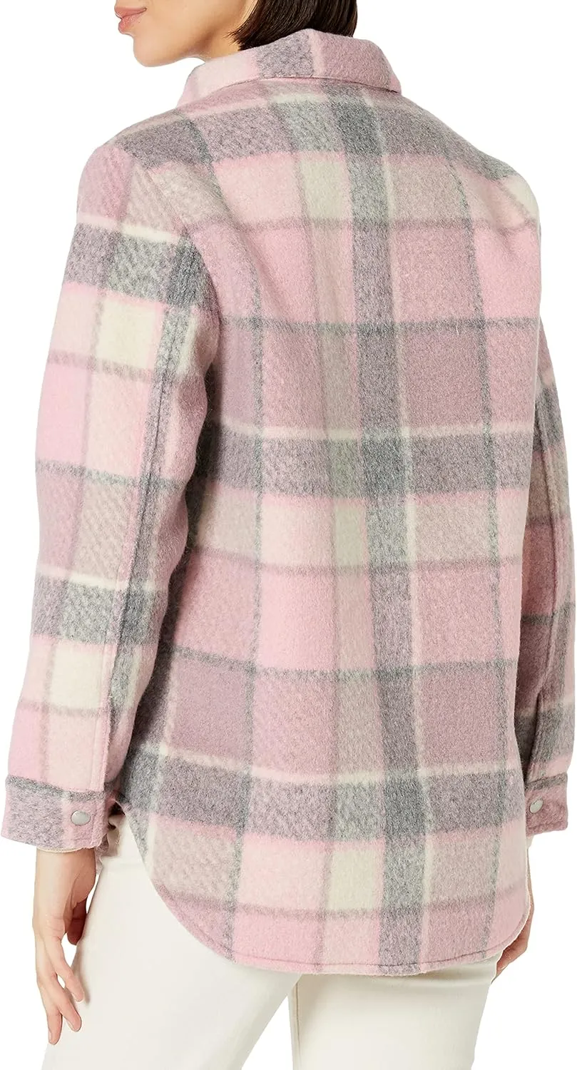 [BLANKNYC] Womens Oversized Flannel Shirt Jacket, Comfortable Long Sleeve & Stylish Coat, Cabin Fever, Medium