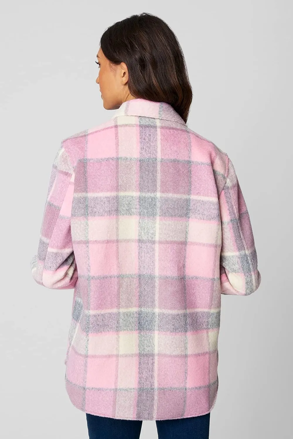 [BLANKNYC] Womens Oversized Flannel Shirt Jacket, Comfortable Long Sleeve & Stylish Coat, Cabin Fever, Medium