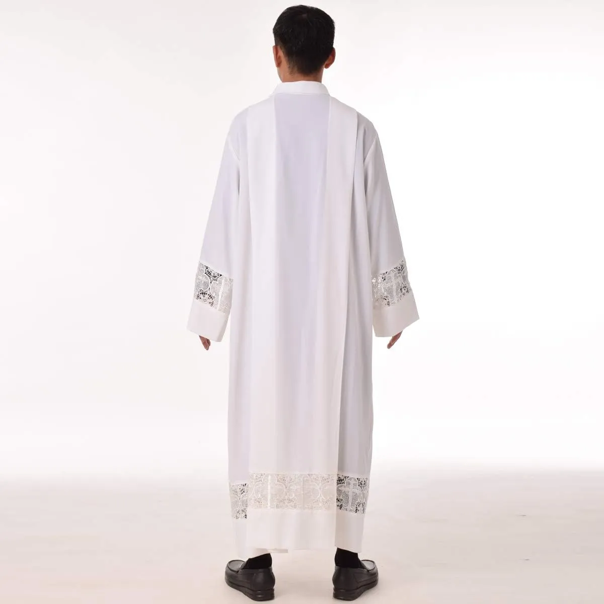 BLESSUME Priest ALB Liturgical Church Garment Cross Lace Box Pleated ALB