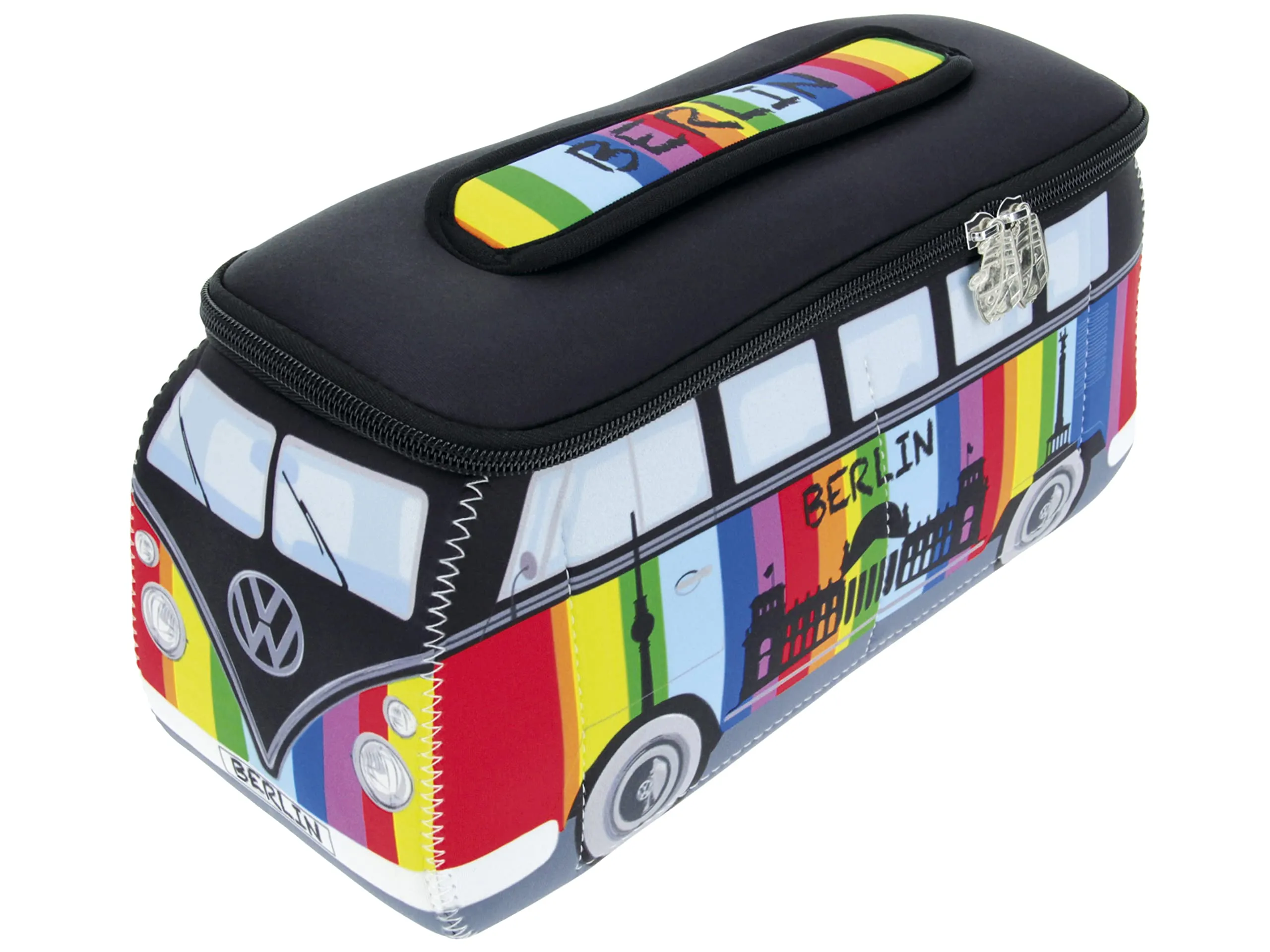 BRISA VW Collection - Volkswagen Neoprene Universal Makeup Cosmetics Toiletry Travel Pharmacy Bag in T1 Bus Design (Berlin/Multicolor/Large)