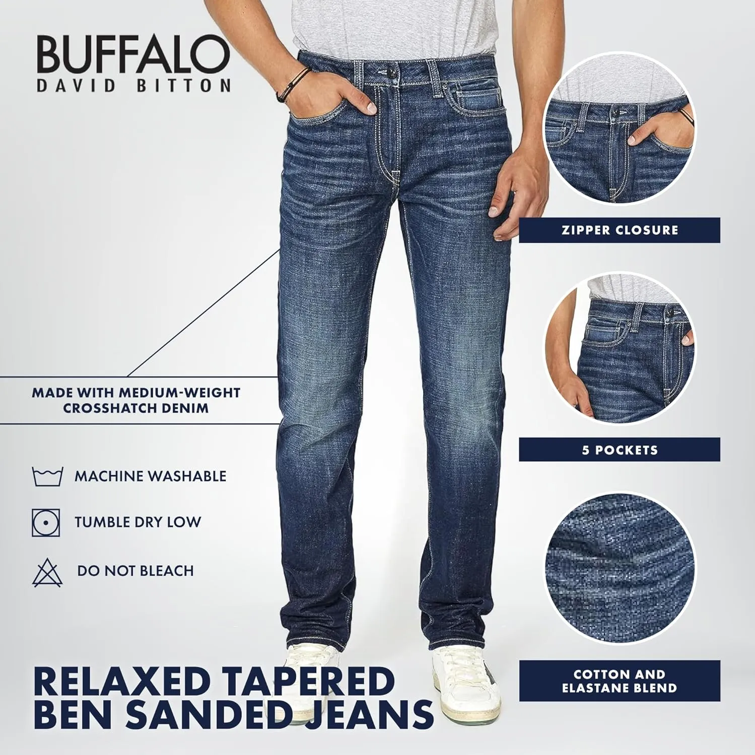 Buffalo David Bitton Men's Ben Relaxed Tapered Denim Jeans
