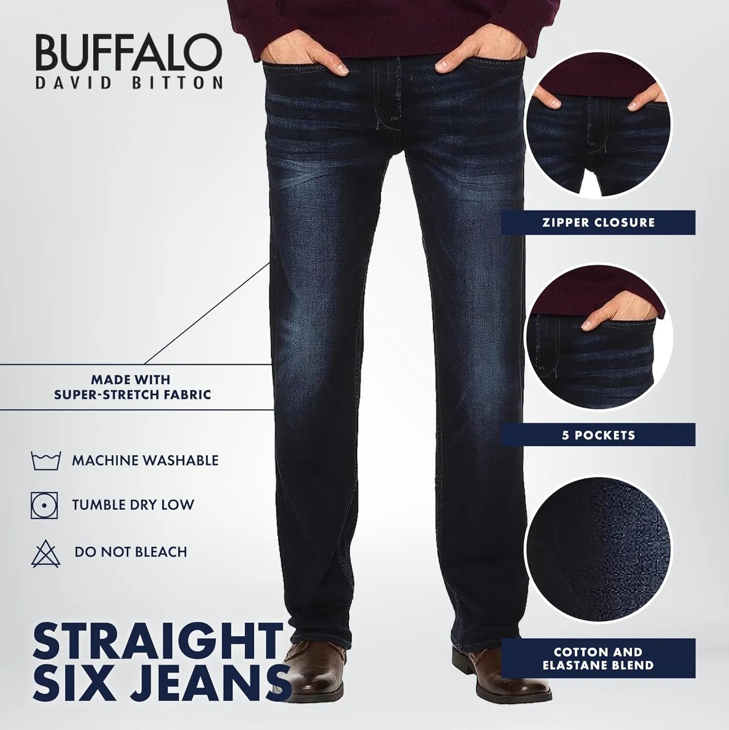 Buffalo David Bitton Men's Straight Six Jeans