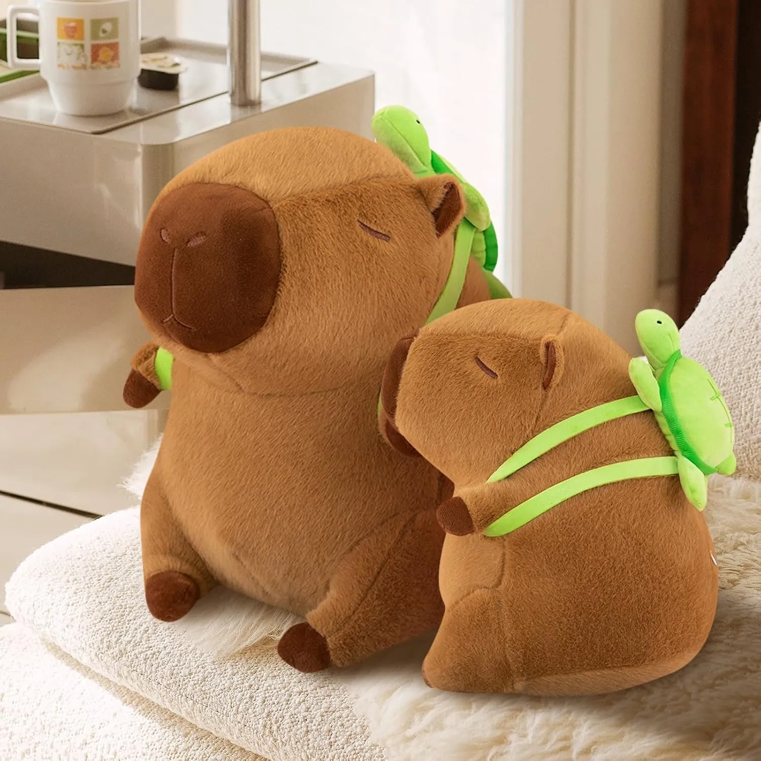 Capybara Plush With Turtle Backpack - Cute Stuffed Animal Kawaii Plush Pillow - Birthday Gift for Kids Boys Girls 12 Inch