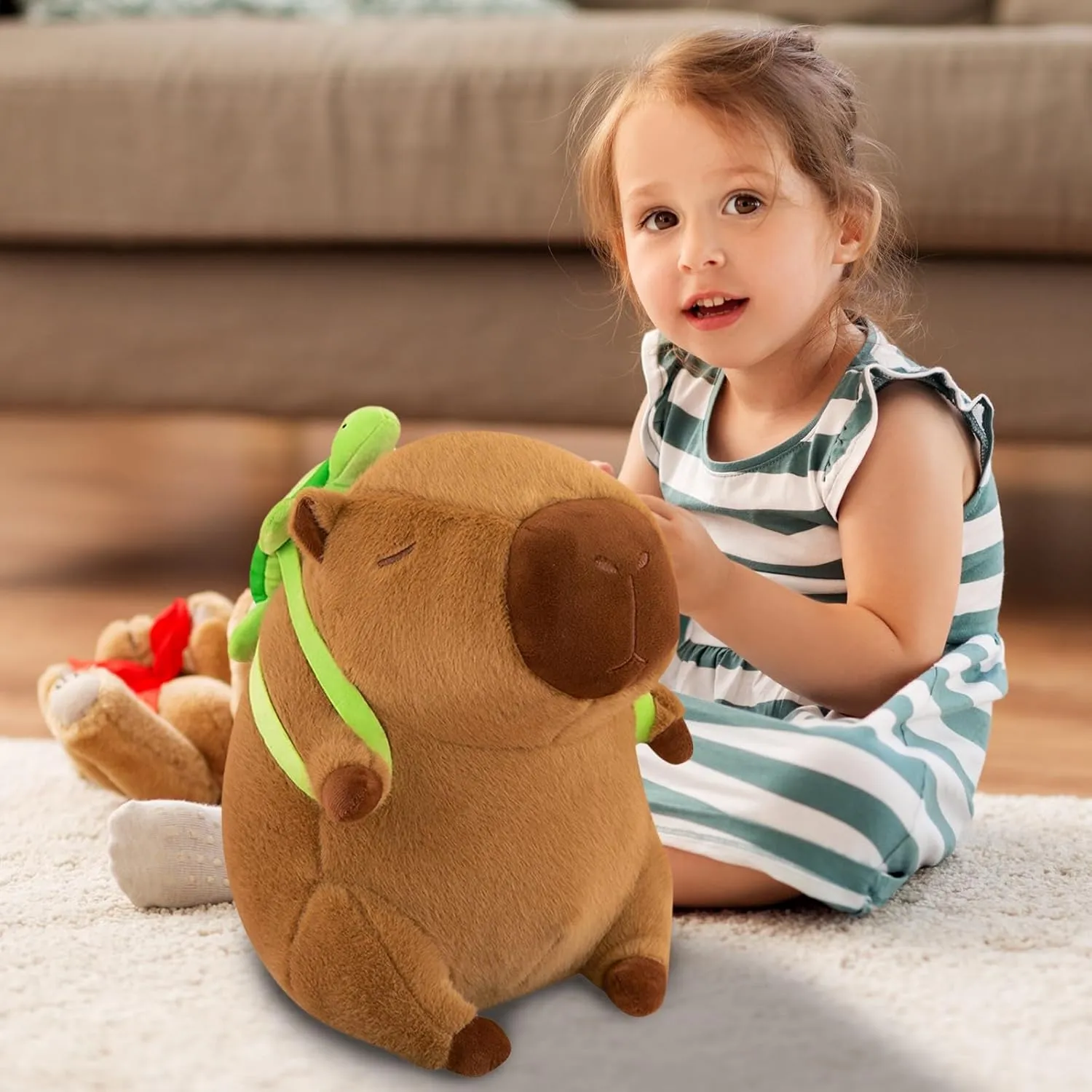 Capybara Plush With Turtle Backpack - Cute Stuffed Animal Kawaii Plush Pillow - Birthday Gift for Kids Boys Girls 12 Inch