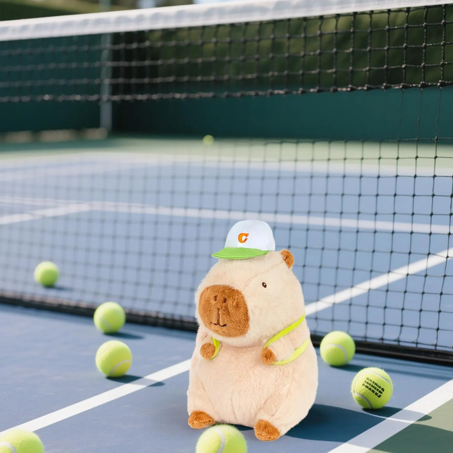 Capybara Stuffed Animal Cute Capybara Plush Stuffed Capybara Plushie Toys with Tennis Backpack Capybara Gift for Kids, Brown