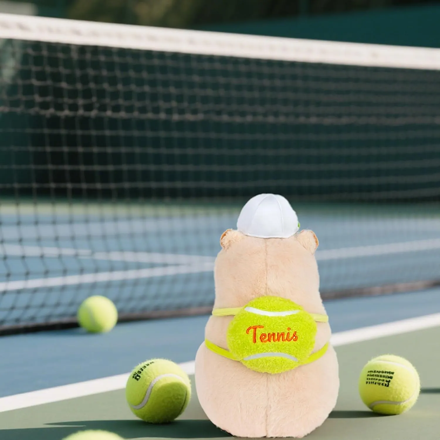 Capybara Stuffed Animal Cute Capybara Plush Stuffed Capybara Plushie Toys with Tennis Backpack Capybara Gift for Kids, Brown