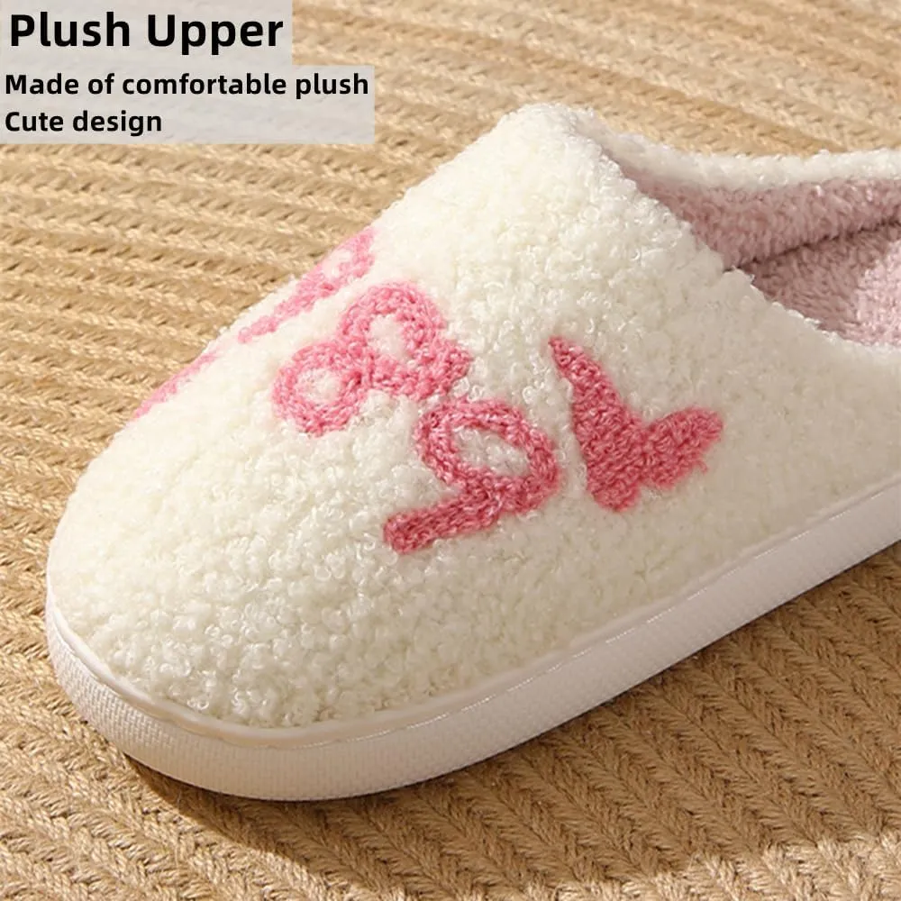 Cartoon Slippers for Women Men, Soft Fluffy Warm Lightweight Non-Slip Cute House Slippers Slip-On Cozy Indoor Outdoor Heart Meet Ne at Night Mushroom Cherry Strawberry Evil Eye Slippers