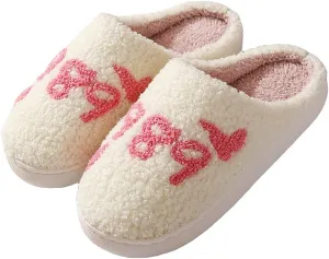 Cartoon Slippers for Women Men, Soft Fluffy Warm Lightweight Non-Slip Cute House Slippers Slip-On Cozy Indoor Outdoor Heart Meet Ne at Night Mushroom Cherry Strawberry Evil Eye Slippers