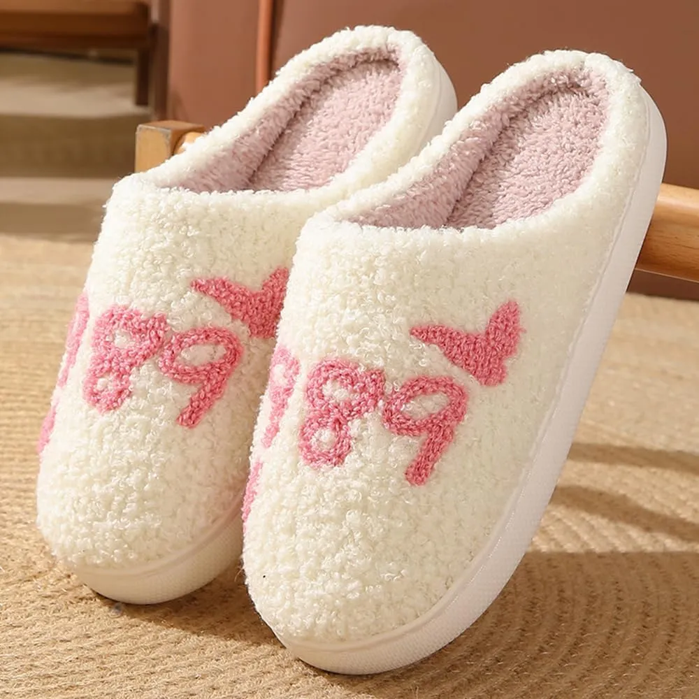 Cartoon Slippers for Women Men, Soft Fluffy Warm Lightweight Non-Slip Cute House Slippers Slip-On Cozy Indoor Outdoor Heart Meet Ne at Night Mushroom Cherry Strawberry Evil Eye Slippers