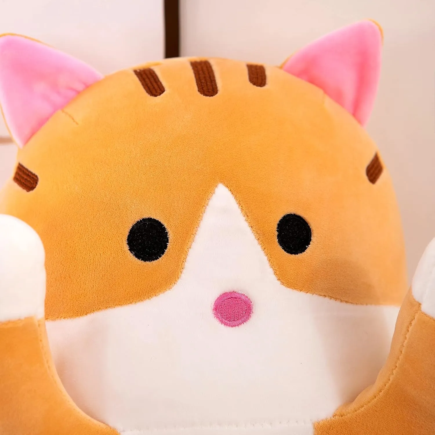 Cat Soft Plush Pillow Cute Cat Body Pillow, Long Stuffed Cat Plush Cat Stuffed Animal Toy Kitten Long Throw Pillow Gift for Kids Girlfriend(70CM,Yellow)