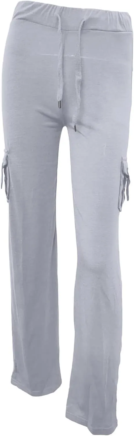 Ceboyel Womens Wide Leg Cargo Pants High Waist Pockets Jogger Pants Drawstring Relaxed Fit Cargo Pants Ladies Lounge Pants