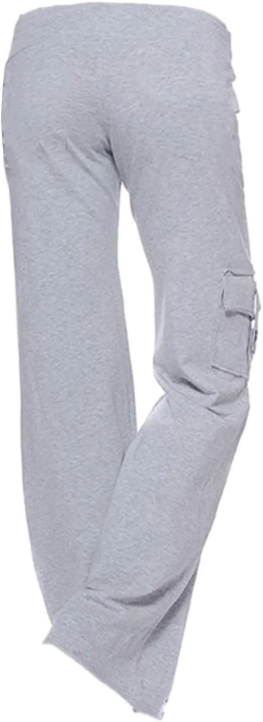Ceboyel Womens Wide Leg Cargo Pants High Waist Pockets Jogger Pants Drawstring Relaxed Fit Cargo Pants Ladies Lounge Pants