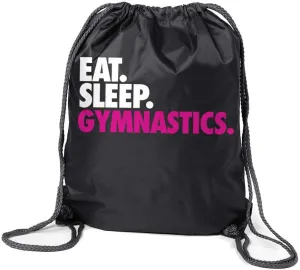ChalkTalkSPORTS Gymnastics Sport Pack Drawstring Bag | Eat Sleep Gymnastics | Black
