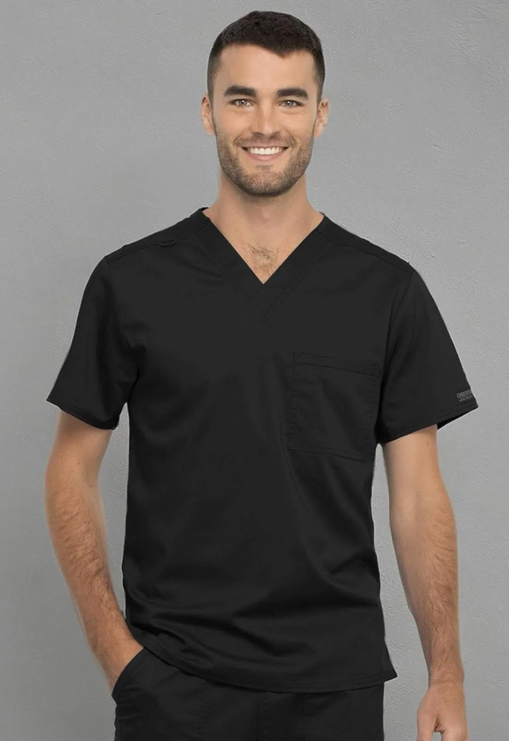 Cherokee Scrub Top for Women & Men, V-Neck Tuckable Medical Shirt with 1 Chest Pocket & ID Loop - WW625