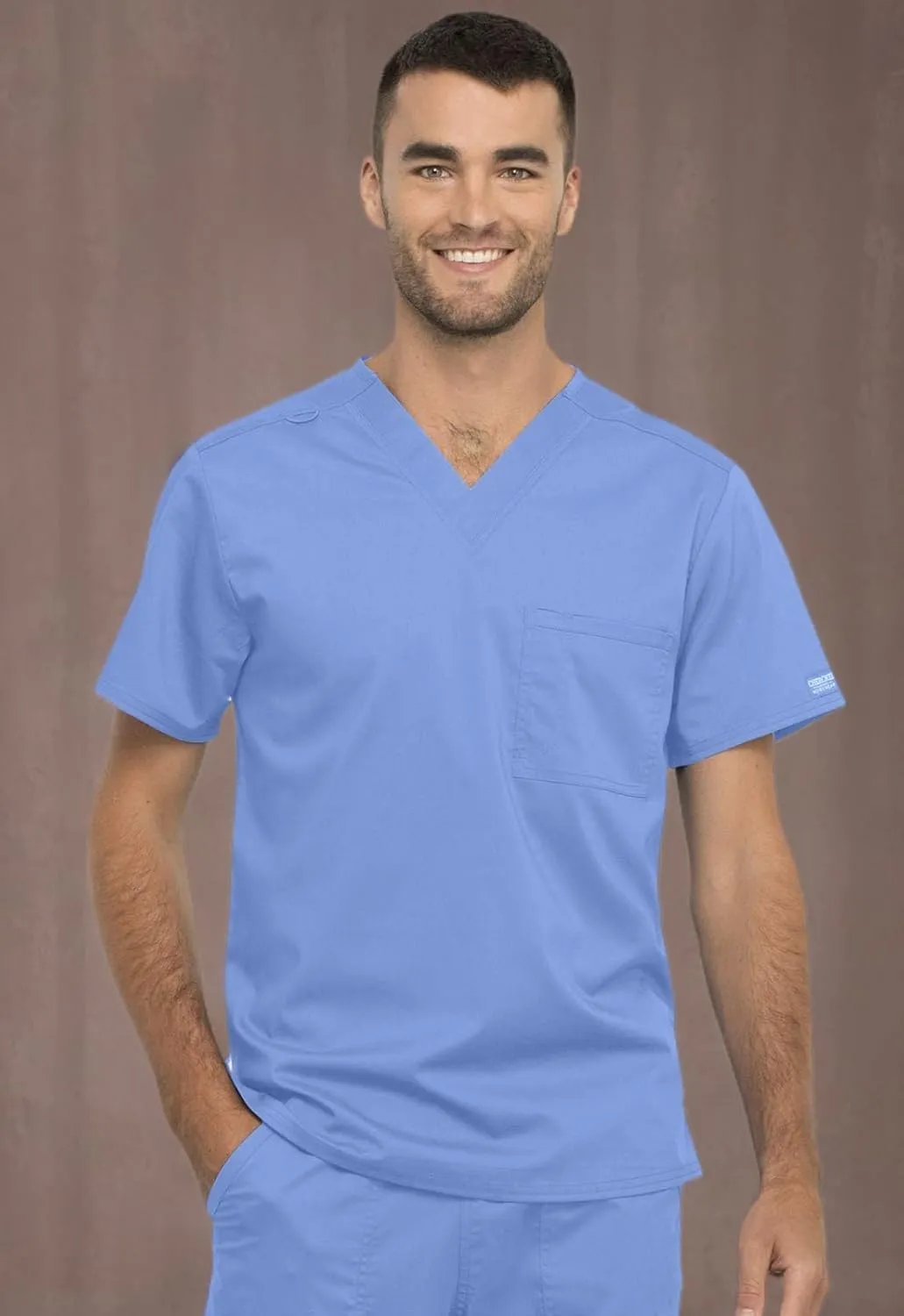Cherokee Scrub Top for Women & Men, V-Neck Tuckable Medical Shirt with 1 Chest Pocket & ID Loop - WW625