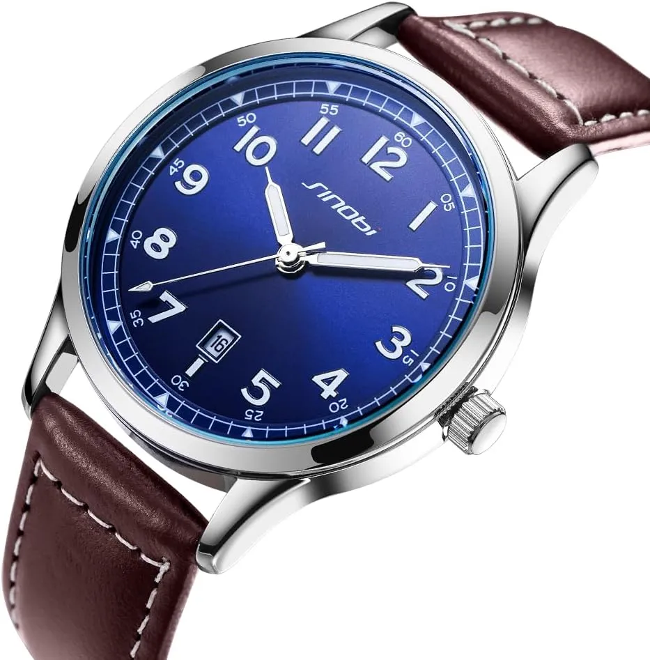 Classic Watches for Men with Calendar Water Resistant Luminous Easy Read Time Arabic Numerals Men Dress Watch