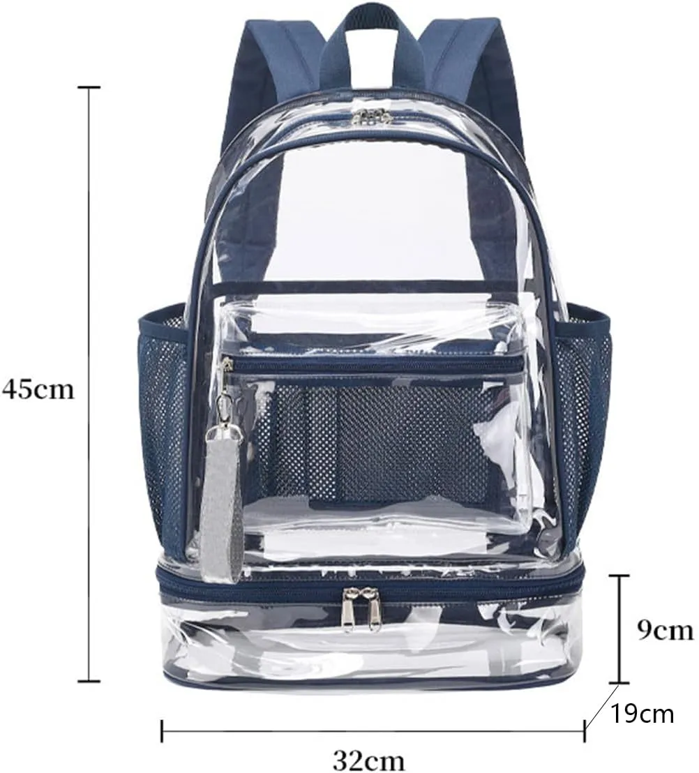 Clear Backpack Heavy Duty, See Through Backpack Purse, Gym Backpack with Laptop and Shoe Compartment (Pink), 32*19*45cm